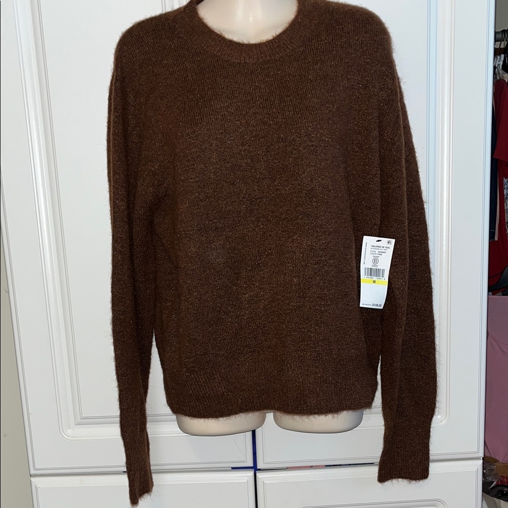 Karen Kane Rich Brown Crewneck Sweater women’s sz M alpaca wool